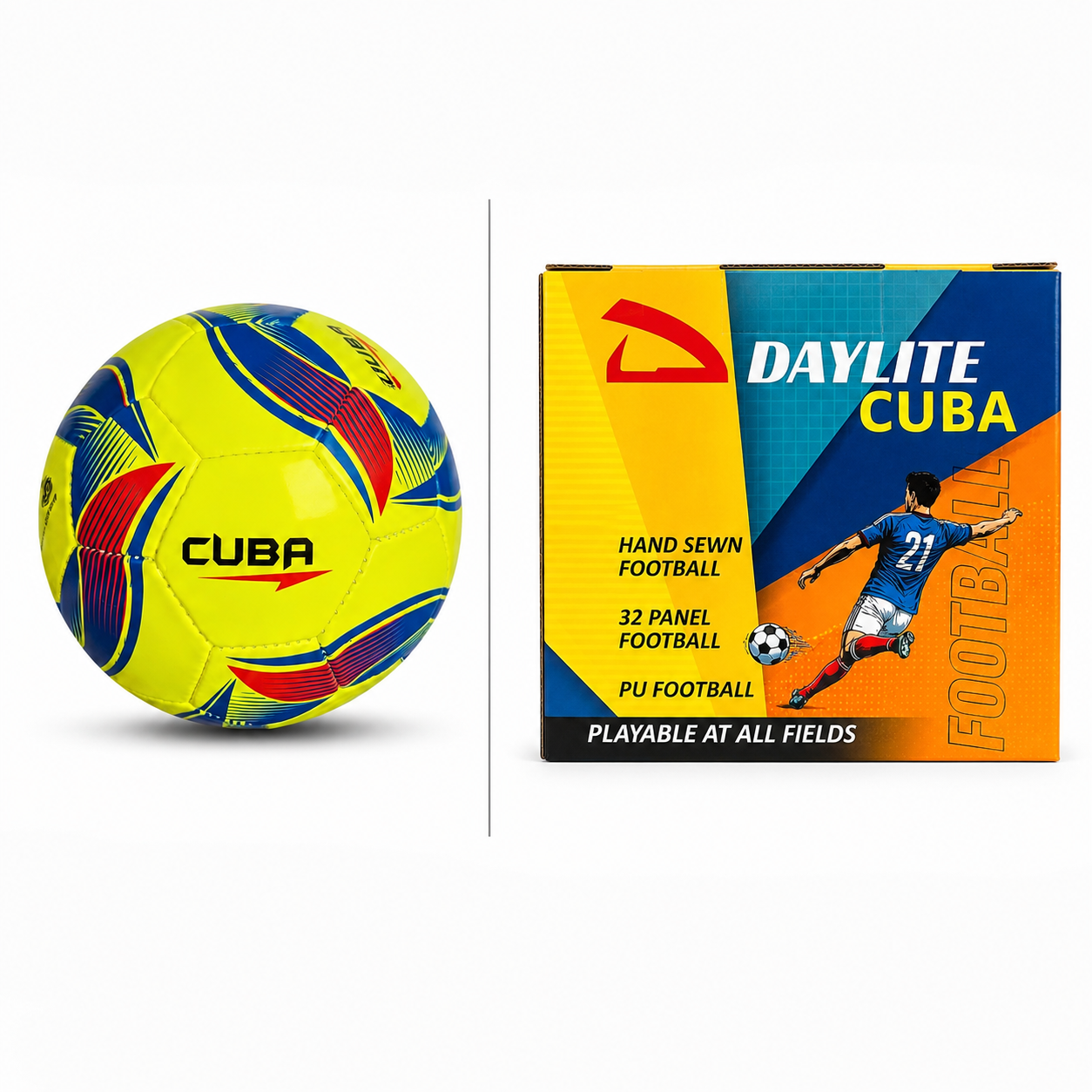 Daylite Cuba Football, Size 5, 32 Panels, PU Material, Hand Sewn
