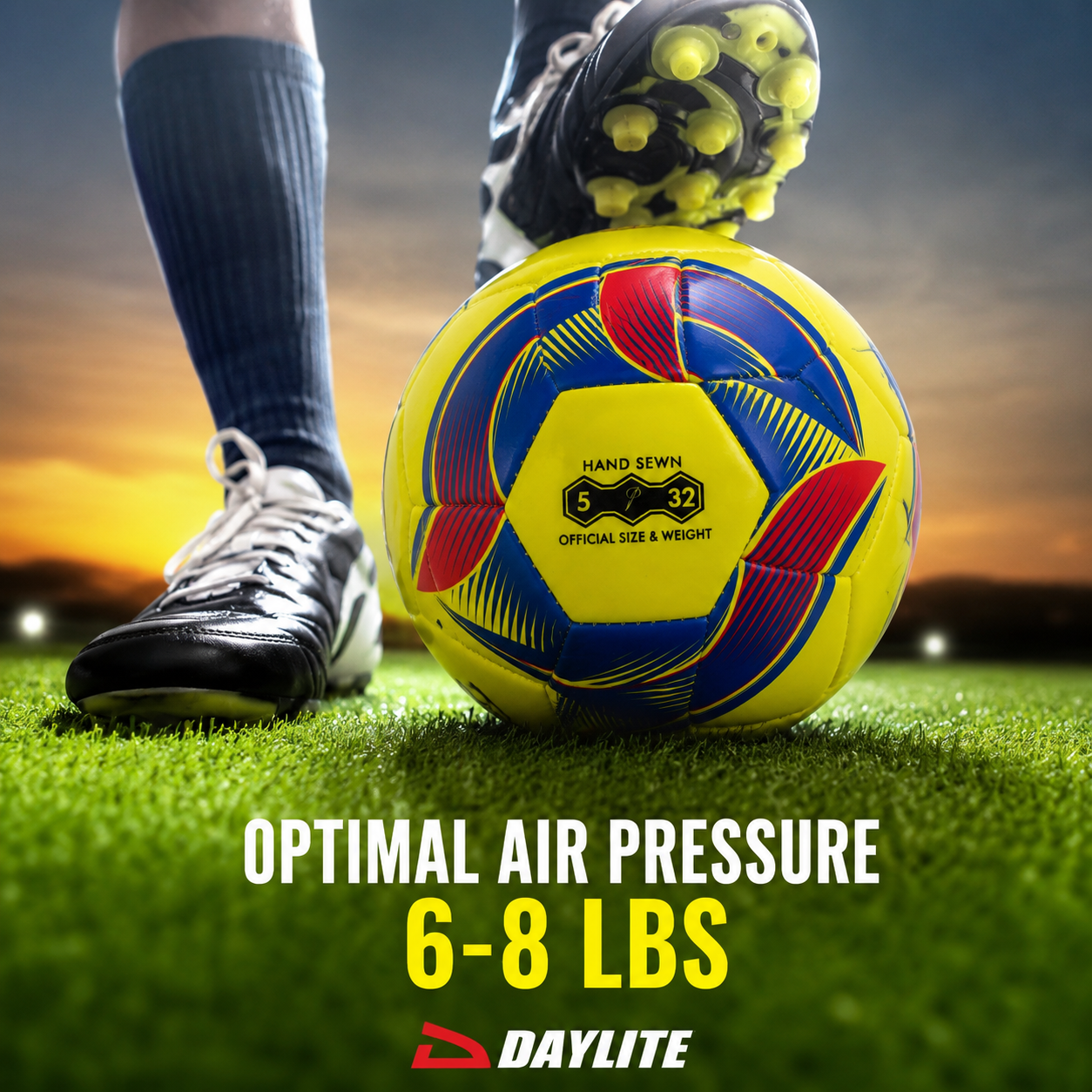 Daylite Cuba Football, Size 5, 32 Panels, PU Material, Hand Sewn