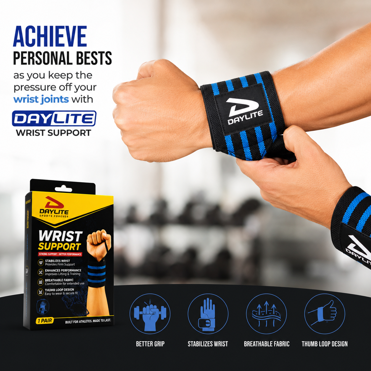 Wrist Support, Weight Lifting Belt, Breathable Fabric. QTY-2N