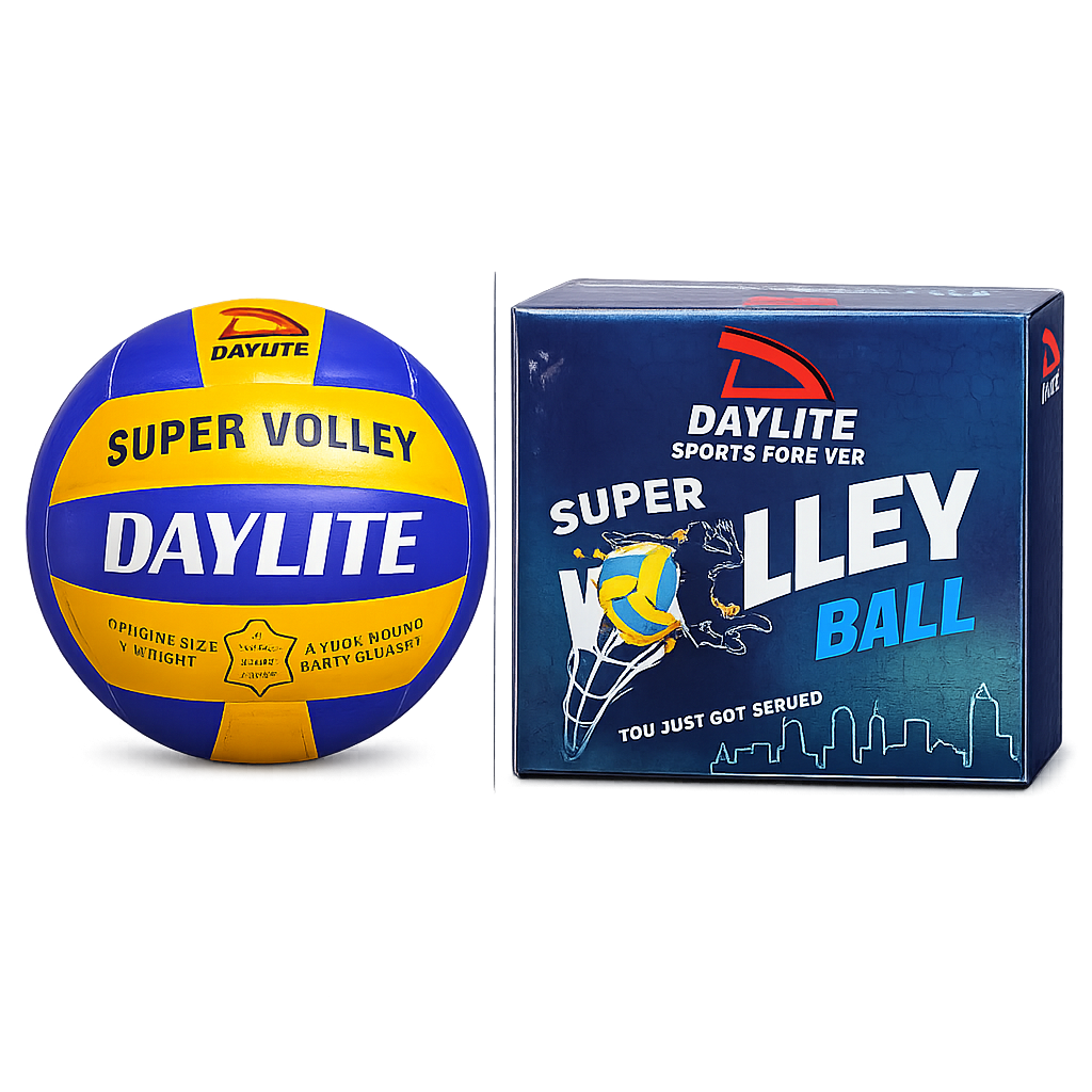 Daylite Super Volley Ball, Size 4, Leather Pasted, Multicolour