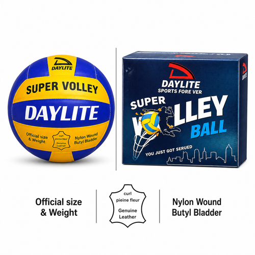 Daylite Super Volley Ball, Size 4, Leather Pasted, Multicolour