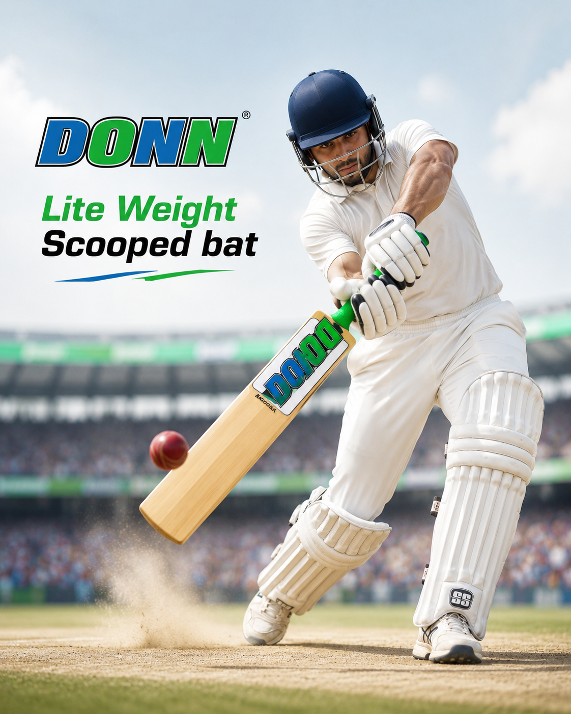 DONN Cricket Tennis Bat, Kashmir Willow, Scooped Bat, Size 9
