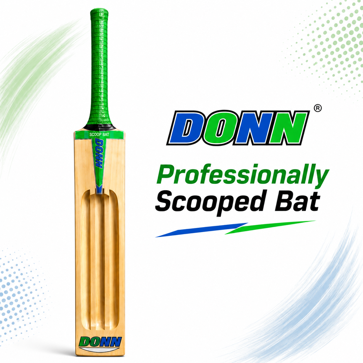 DONN Cricket Tennis Bat, Kashmir Willow, Scooped Bat, Size 9