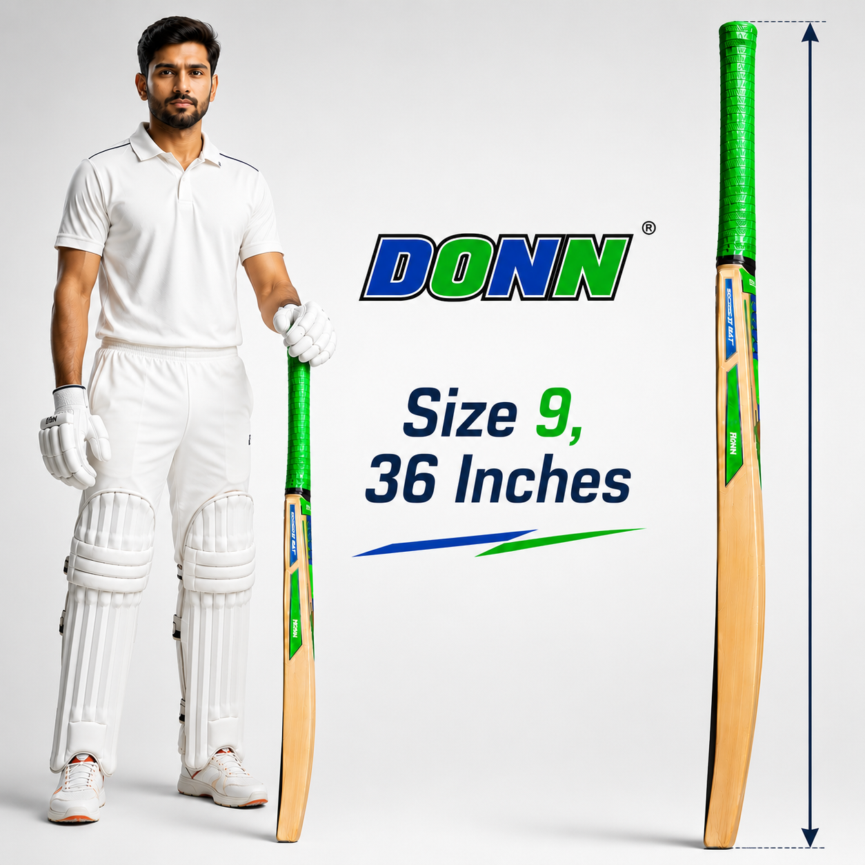 DONN Cricket Tennis Bat, Kashmir Willow, Scooped Bat, Size 9