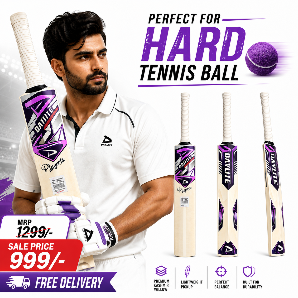 Players Edition Bat, Designed for Heavy tennis ball, Size Full.